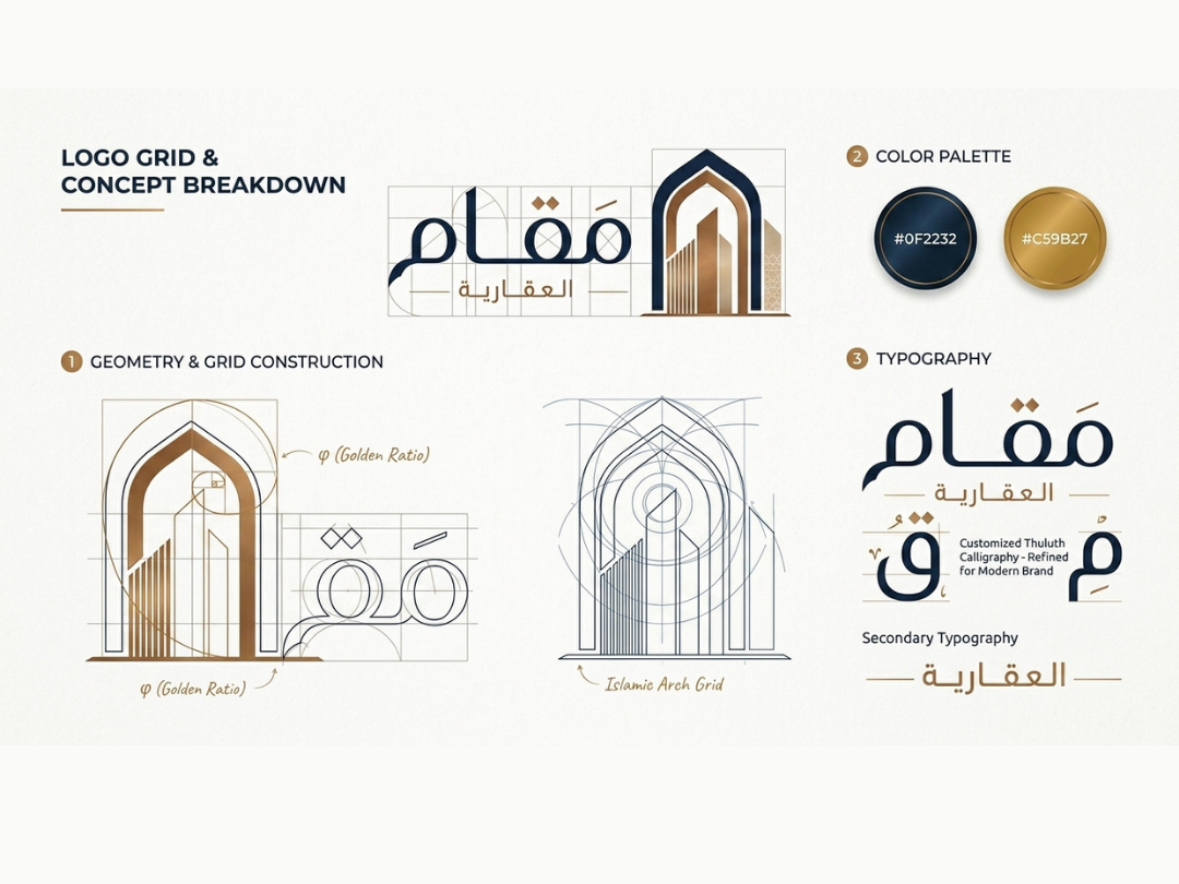 شبكة البناء الهندسي والخطوط المعتمدة للشعار