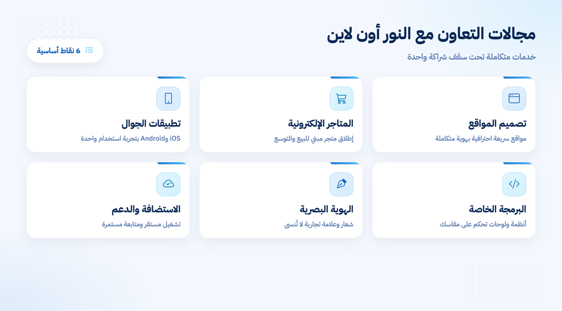 مجالات التعاون والشراكة مع النور أون لاين