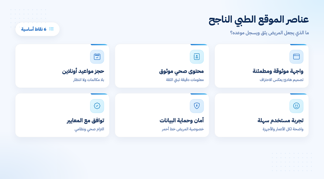 عناصر تصميم المواقع الطبية الناجحة