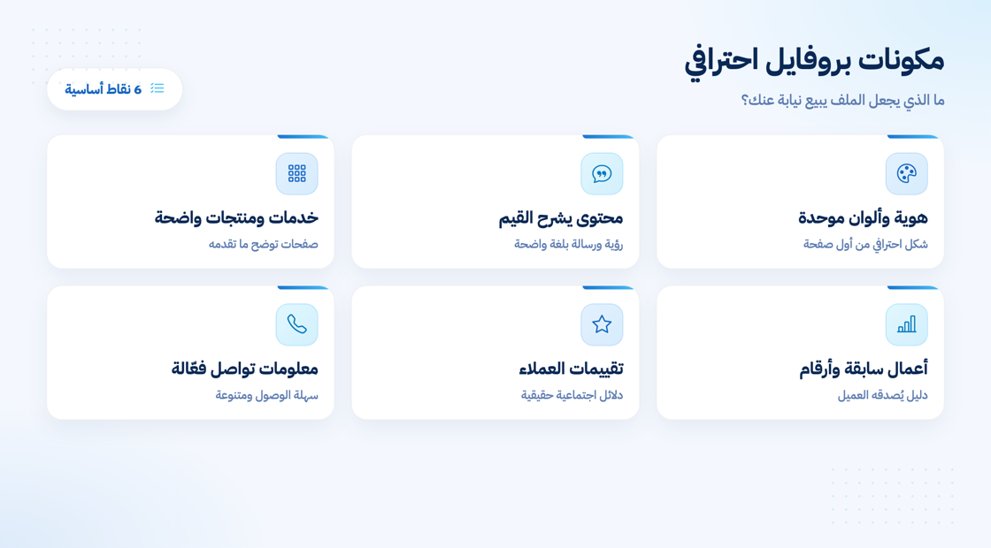 مكونات بروفايل الشركة الاحترافي