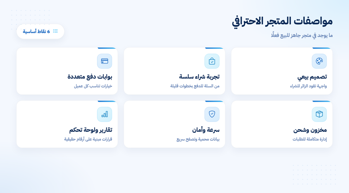مواصفات المتجر الإلكتروني الاحترافي الجاهز للبيع
