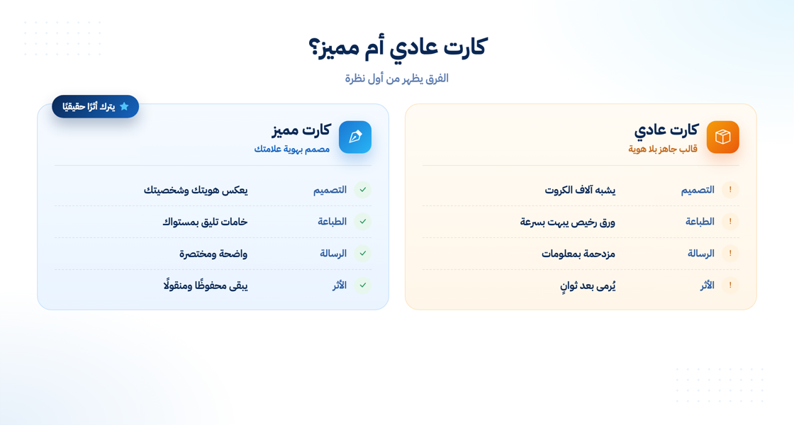 مقارنة بين الكارت المميز والكارت العادي