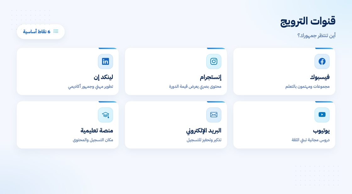 قنوات الترويج للدورات التدريبية