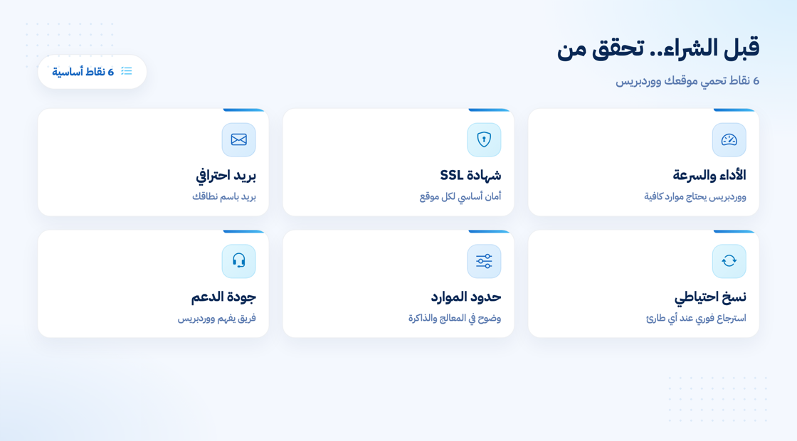 ما يجب التحقق منه قبل شراء استضافة ووردبريس