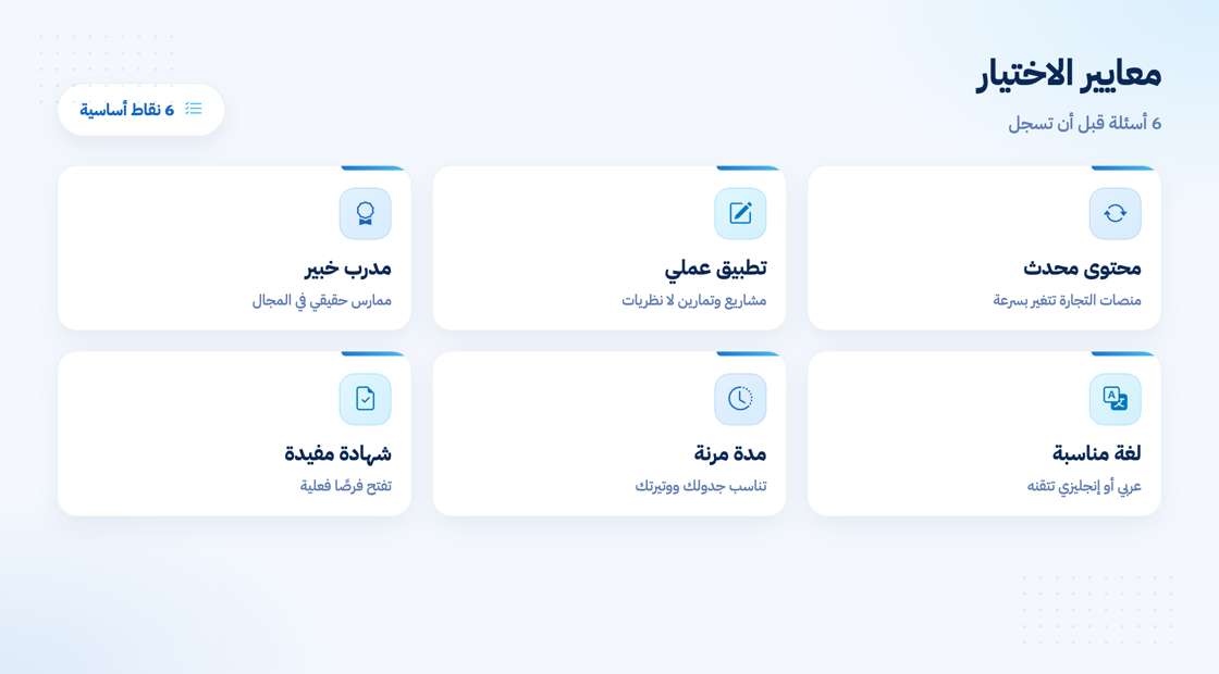 معايير اختيار أفضل الكورسات