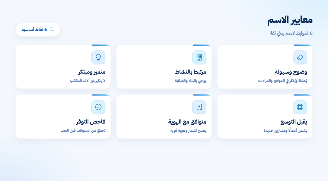 معايير اختيار أسماء شركات المقاولات