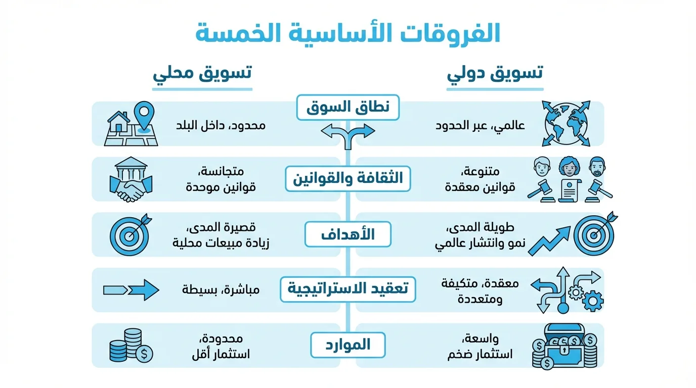 5 فروقات بين التسويق المحلي والتسويق الدولي