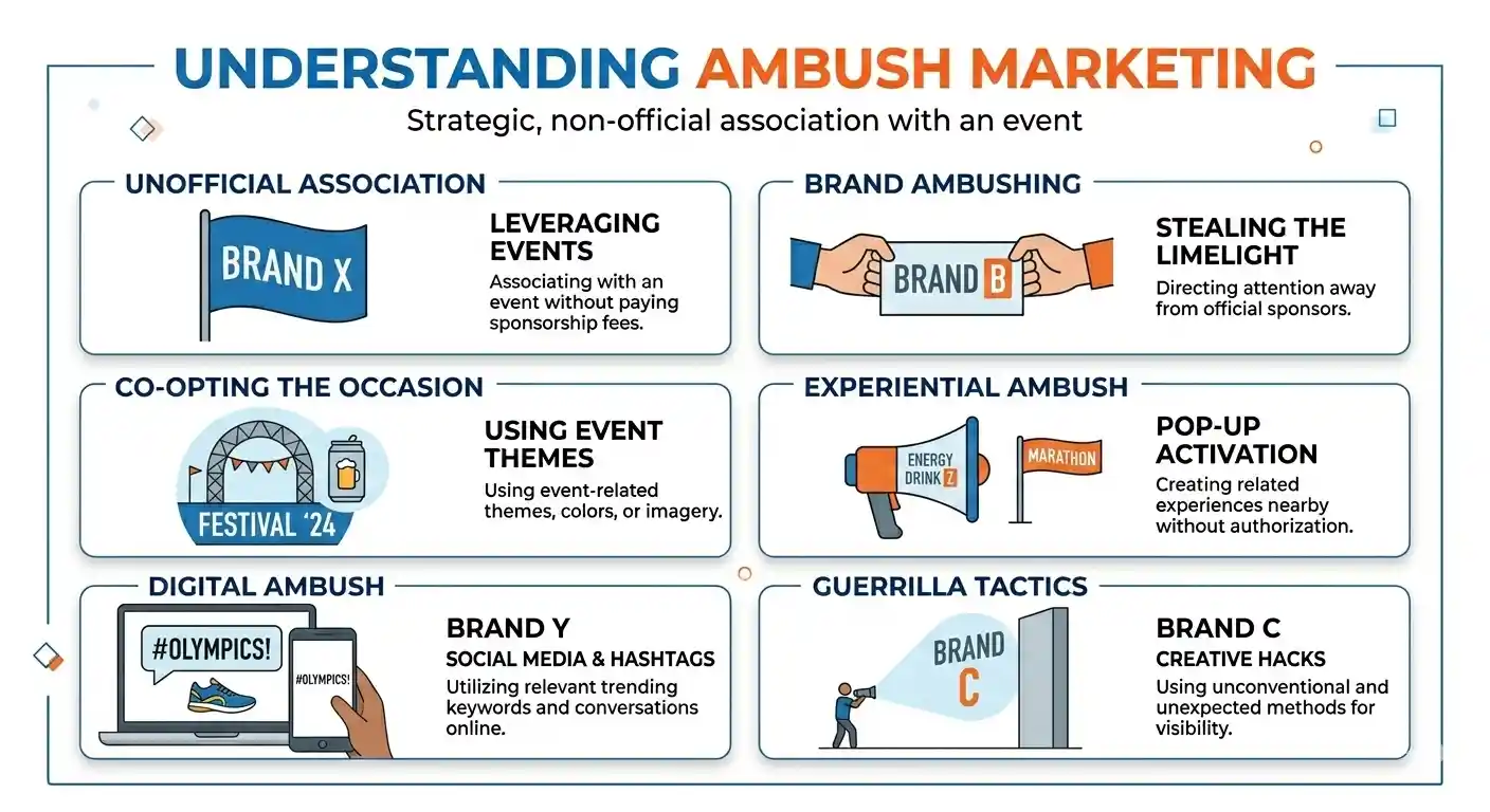 ما هي انواع التسويق الكميني Ambush marketing؟