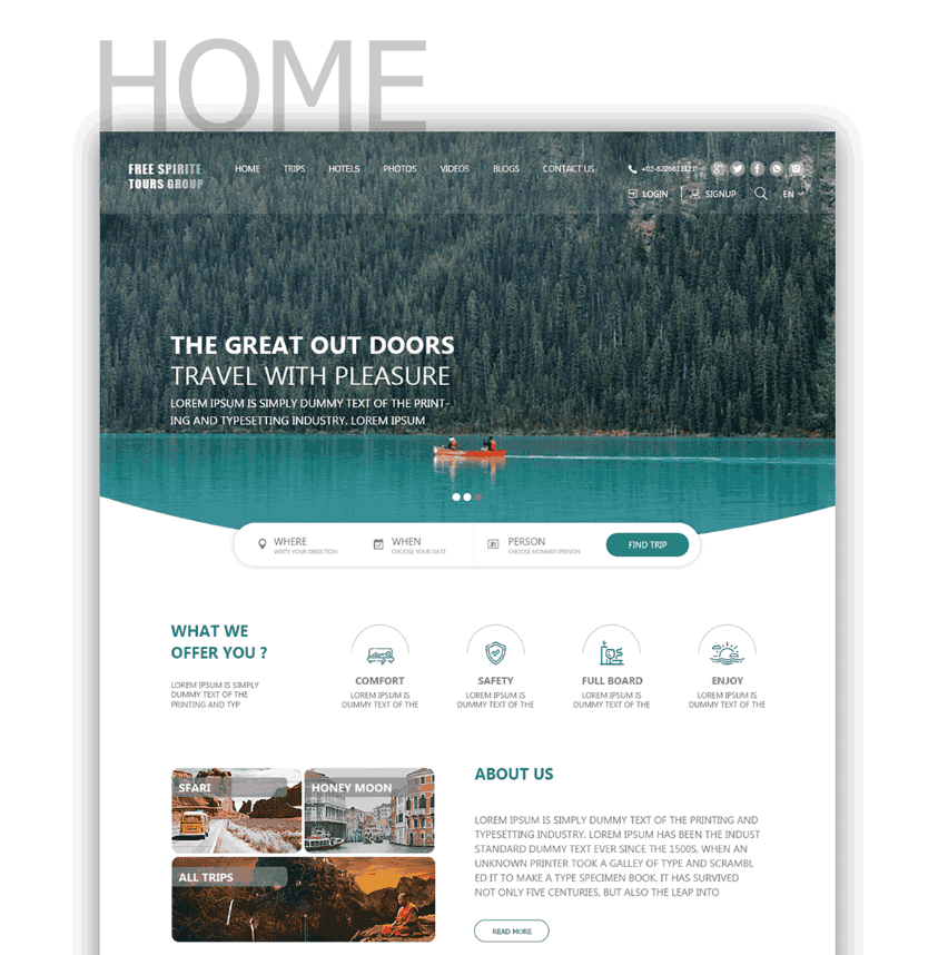 تصميم موقع Free Spirite Travel Website من شركتنا النور اون لاين